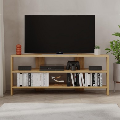 Thales Megapap corner melamine TV furniture in oak color 110x36x45cm.