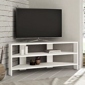 Έπιπλο τηλεόρασης γωνιακό Thales Megapap χρώμα λευκό 110x36x45εκ.