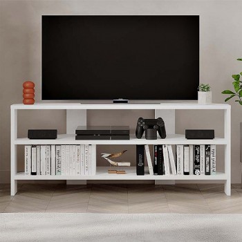 Έπιπλο τηλεόρασης γωνιακό Thales Megapap χρώμα λευκό 110x36x45εκ.