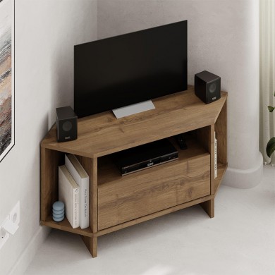 Viva Megapap corner melamine TV furniture in light walnut color 95,7x35,4x45cm.