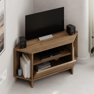 Viva Megapap corner melamine TV furniture in light walnut color 95,7x35,4x45cm.