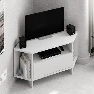 Viva Megapap corner melamine TV furniture in white color 95,7x35,4x45cm.