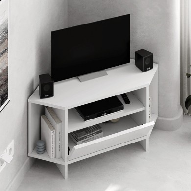 Viva Megapap corner melamine TV furniture in white color 95,7x35,4x45cm.
