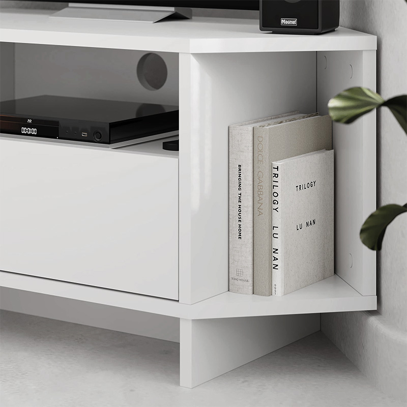 Viva Megapap corner melamine TV furniture in white color 95,7x35,4x45cm.