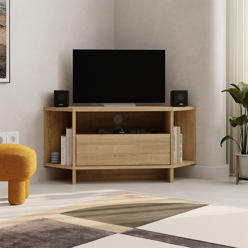 Viva Megapap corner melamine TV furniture in sapphire oak color 95,7x35,4x45cm.