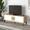 Gora Megapap melamine TV stand in sapphire oak - white 140x35,6x51cm.