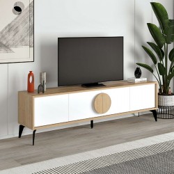 Έπιπλο τηλεόρασης Gora Megapap χρώμα sapphire oak - λευκό 180x35,6x51εκ. Έπιπλο τηλεόρασης Gora Megapap χρώμα sapphire oak - λευκό 180x35,6x51εκ.