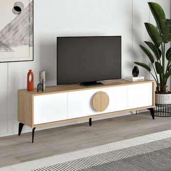 Έπιπλο τηλεόρασης Gora Megapap χρώμα sapphire oak - λευκό 180x35,6x51εκ.