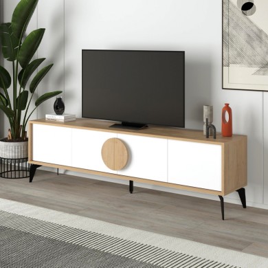 Gora Megapap melamine TV stand in sapphire oak - white 180x35,6x51cm.