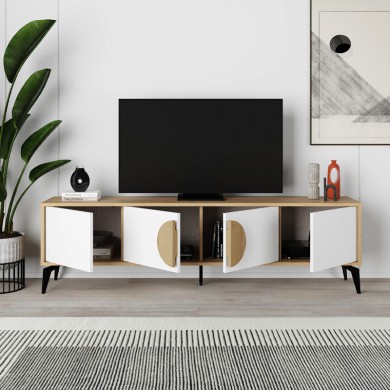 Gora Megapap melamine TV stand in sapphire oak - white 180x35,6x51cm.