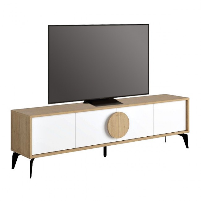 Έπιπλο τηλεόρασης Gora Megapap χρώμα sapphire oak - λευκό 180x35,6x51εκ.