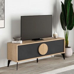 Έπιπλο τηλεόρασης Gora Megapap χρώμα sapphire oak - silky black 140x35,6x51εκ. Έπιπλο τηλεόρασης Gora Megapap χρώμα sapphire oak - silky black 140x35,6x51εκ.