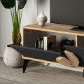 Gora Megapap melamine TV stand in sapphire oak - silky black 140x35,6x51cm.