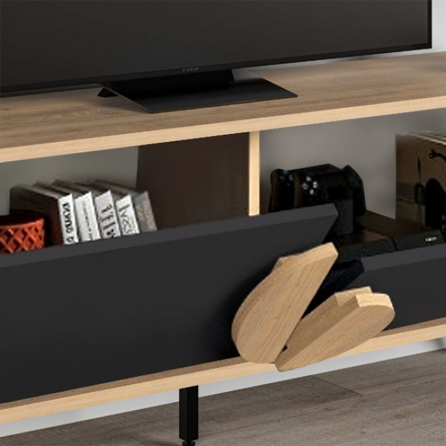Έπιπλο τηλεόρασης Gora Megapap χρώμα sapphire oak - silky black 140x35,6x51εκ.