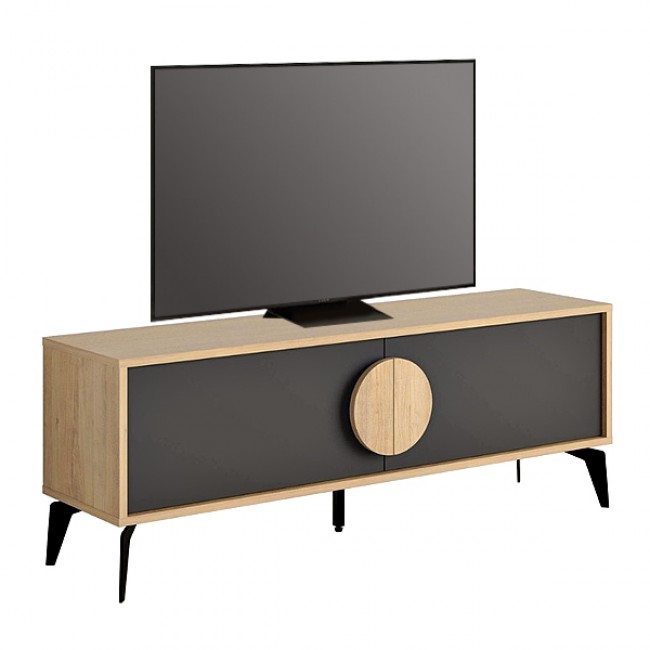 Έπιπλο τηλεόρασης Gora Megapap χρώμα sapphire oak - silky black 140x35,6x51εκ.
