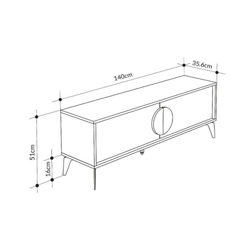 Gora Megapap melamine TV stand in sapphire oak - silky black 140x35,6x51cm.
