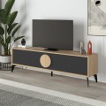 Gora Megapap melamine TV stand in sapphire oak - silky black 180x35,6x51cm.