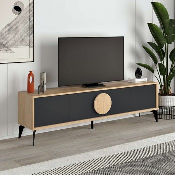 Έπιπλο τηλεόρασης Gora Megapap χρώμα sapphire oak - silky black 180x35,6x51εκ. Έπιπλο τηλεόρασης Gora Megapap χρώμα sapphire oak - silky black 180x35,6x51εκ.