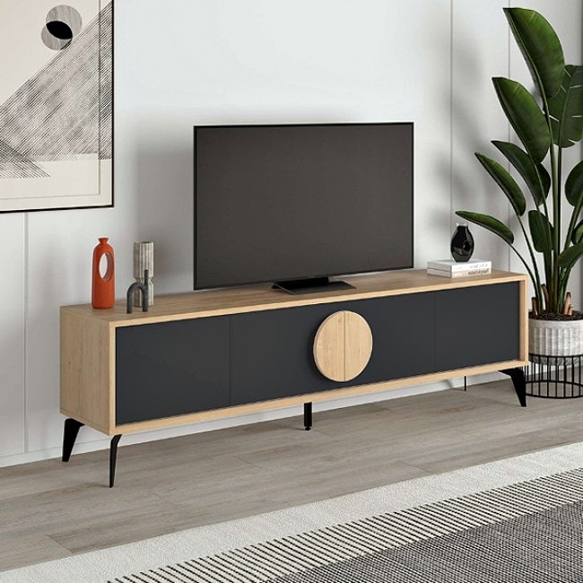 Έπιπλο τηλεόρασης Gora Megapap χρώμα sapphire oak - silky black 180x35,6x51εκ. Έπιπλο τηλεόρασης Gora Megapap χρώμα sapphire oak - silky black 180x35,6x51εκ.