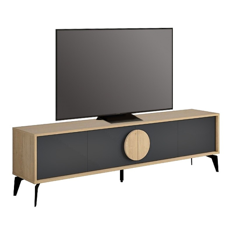 Gora Megapap melamine TV stand in sapphire oak - silky black 180x35,6x51cm.