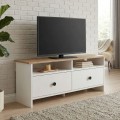 Gradias Megapap melamine tv furniture in white - sapphire oak color 120x26.6x46.8cm.