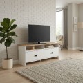 Gradias Megapap melamine tv furniture in white - sapphire oak color 120x26.6x46.8cm.