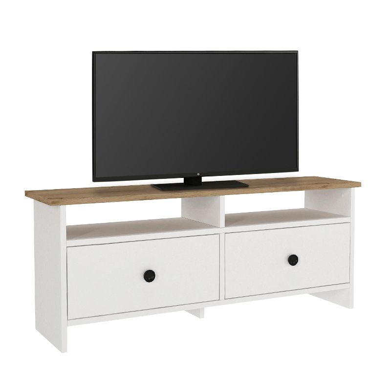 Gradias Megapap melamine tv furniture in white - sapphire oak color 120x26.6x46.8cm.