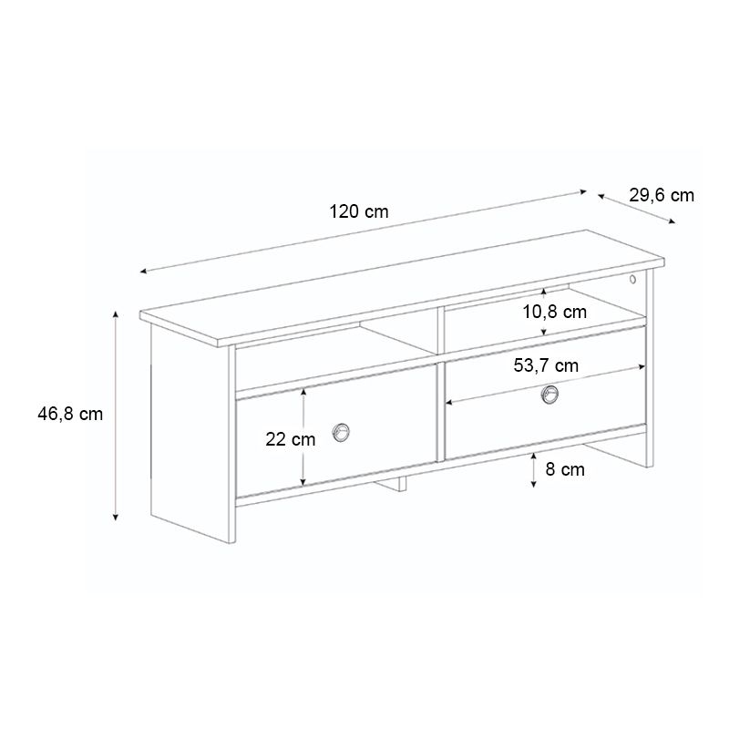 Gradias Megapap melamine tv furniture in white - sapphire oak color 120x26.6x46.8cm.