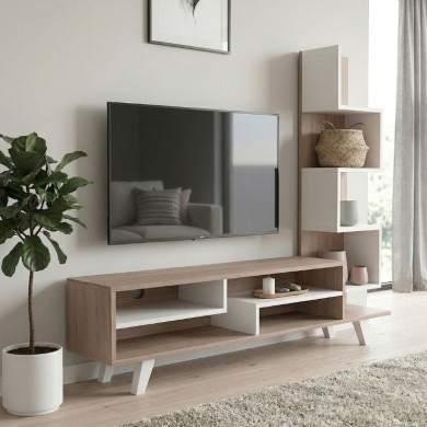 Έπιπλο τηλεόρασης Granada Megapap χρώμα λευκό - cordoba 149,5x29,5x120εκ.