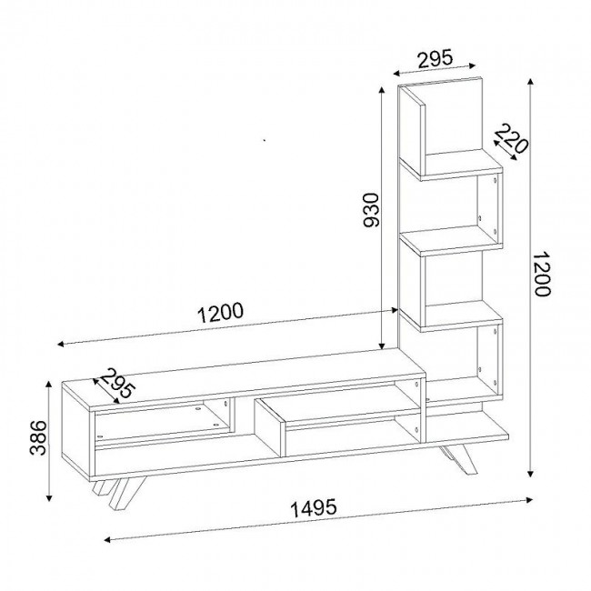 Granada Megapap melamine TV stand in white - cordoba color 149,5x29,5x120cm.