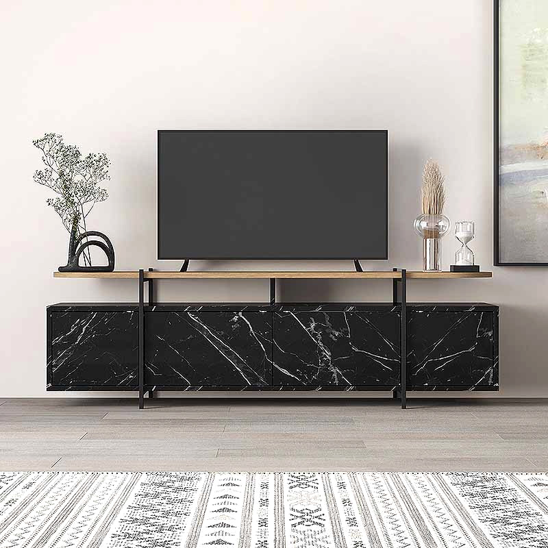 Hanley Megapap melamine TV furniture in black marble effect color 160x35,6x48cm.