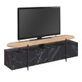 Hanley Megapap melamine TV furniture in black marble effect color 160x35,6x48cm.