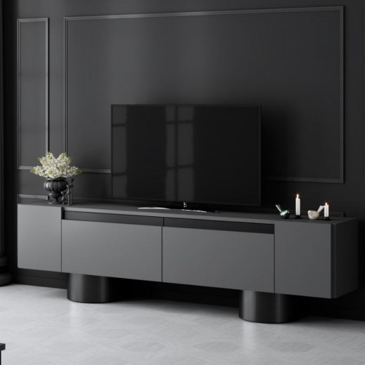 Έπιπλο τηλεόρασης Haven Megapap χρώμα ανθρακί 180x30x50εκ.