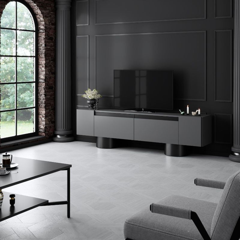 Haven Megapap melamine - metal tv stand in anthracite color 180x30x50cm.