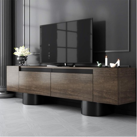 Haven Megapap melamine - metal tv stand in walnut color 180x30x50cm.