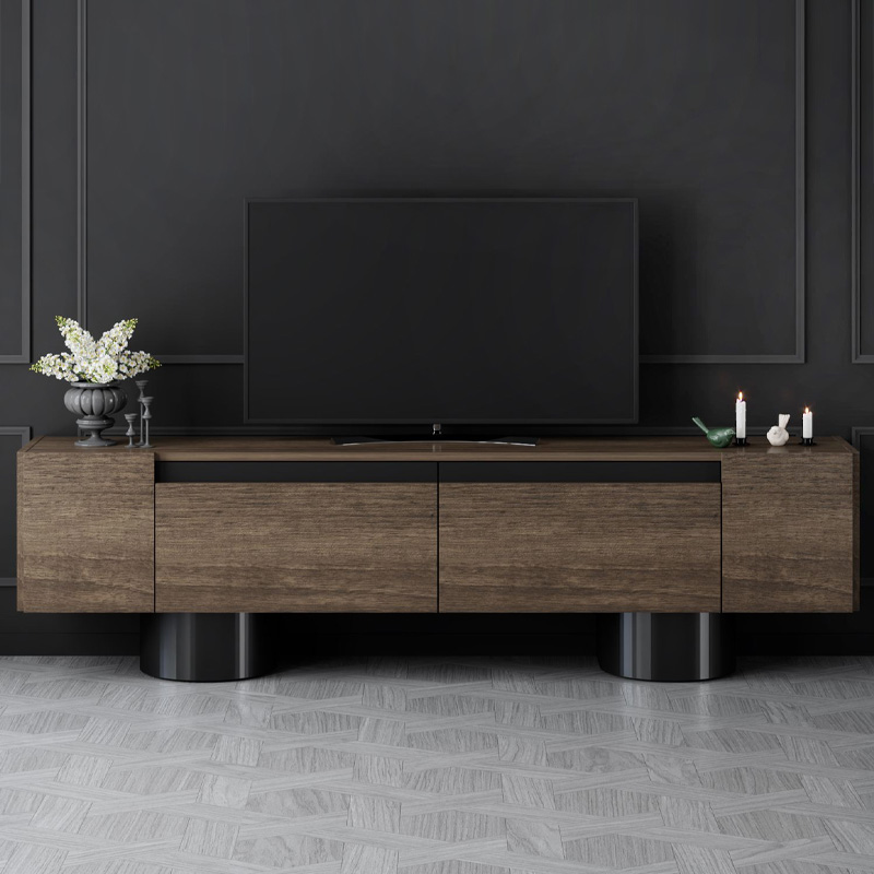 Haven Megapap melamine - metal tv stand in walnut color 180x30x50cm.