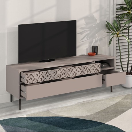 Heaton Megapap melamine TV furniture in light mocha color 144,6x35,6x48,4cm.