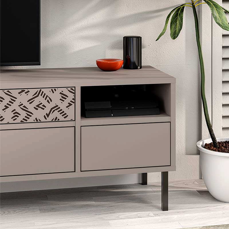 Heaton Megapap melamine TV furniture in light mocha color 144,6x35,6x48,4cm.