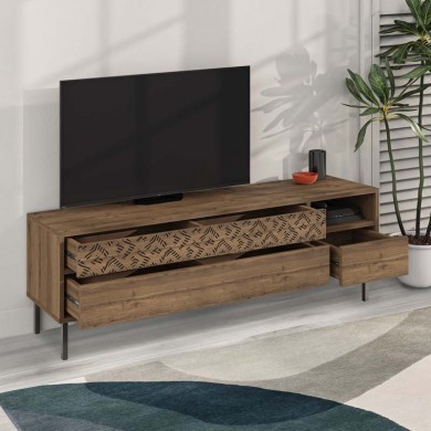 Heaton Megapap melamine TV furniture in light brown color 144,6x35,6x48,4cm.