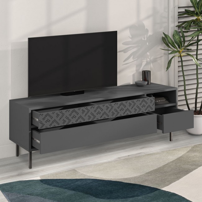 Έπιπλο τηλεόρασης Heaton Megapap χρώμα ανθρακί 144,6x35,6x48,4εκ.