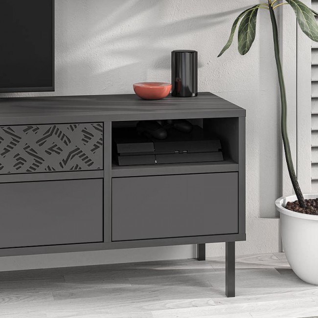 Έπιπλο τηλεόρασης Heaton Megapap χρώμα ανθρακί 144,6x35,6x48,4εκ.