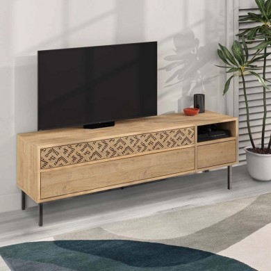 Heaton Megapap melamine TV furniture in oak color 144,6x35,6x48,4cm.