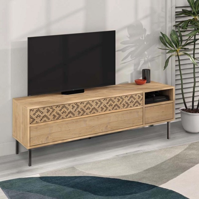 Heaton Megapap melamine TV furniture in oak color 144,6x35,6x48,4cm.