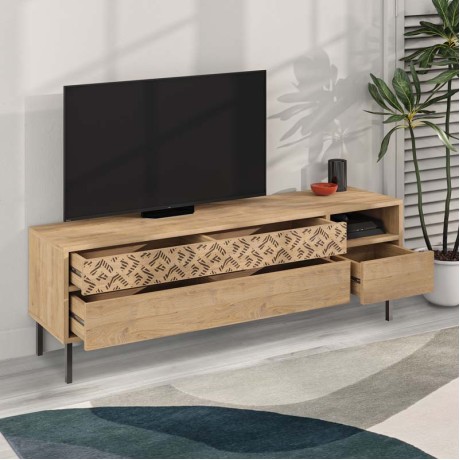 Heaton Megapap melamine TV furniture in oak color 144,6x35,6x48,4cm.