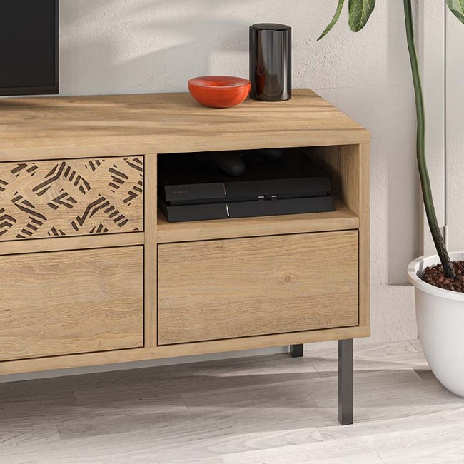 Heaton Megapap melamine TV furniture in oak color 144,6x35,6x48,4cm.