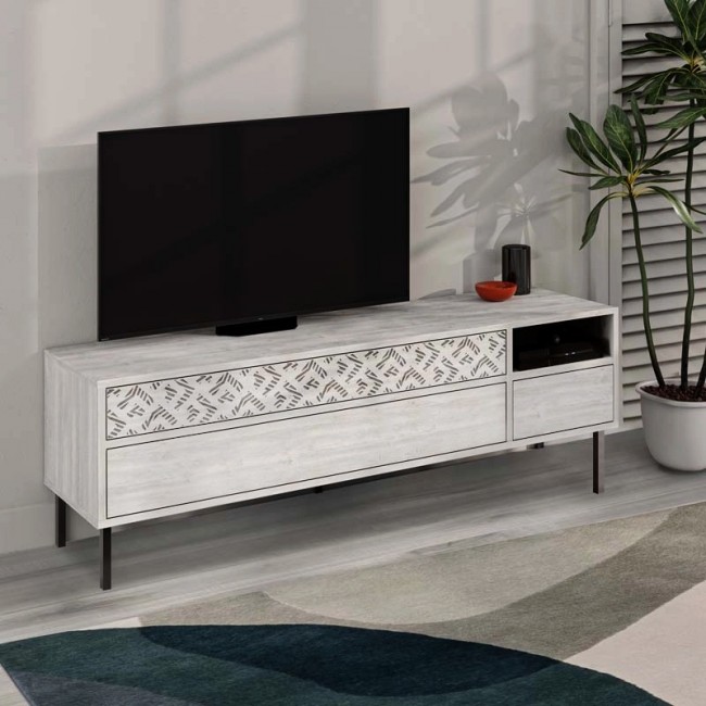 Heaton Megapap melamine TV furniture in ancient white color 144,6x35,6x48,4cm.