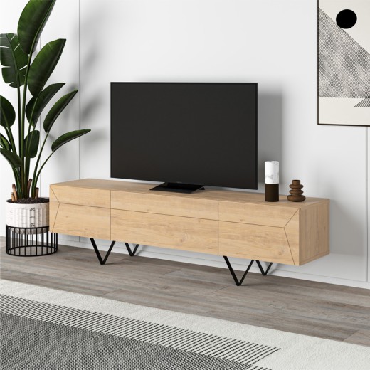 Έπιπλο τηλεόρασης Jacomen Megapap χρώμα sapphire oak 160x35x43εκ.