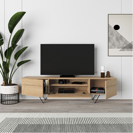 Jacomen Megapap melamine TV stand in sapphire oak color 160x35x43cm.
