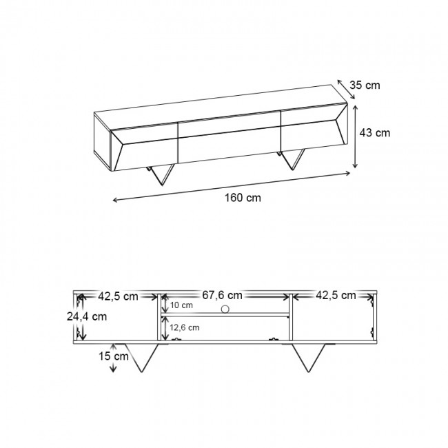 Jacomen Megapap melamine TV stand in sapphire oak color 160x35x43cm.
