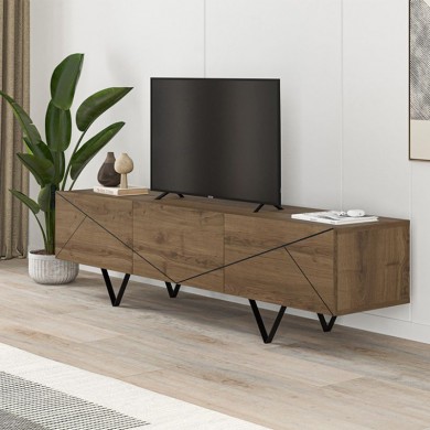 Jakomen Megapap melamine TV stand in light brown 160x36.8x43cm.